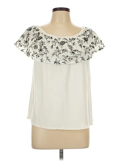 Pre-owned Calligraphie Short Sleeve Top Ivory Scoop Neck Tops