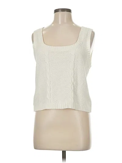 Pre-owned Calligraphie Sleeveless Top Ivory Square Neckline Tops In White