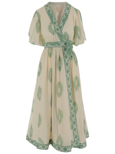 Calling June Marlin Cotton Midi Dress In Neutrals
