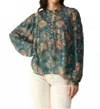 Calling June Oasis Blouse In Blue Botanical In Blue