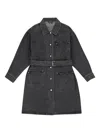 Callipygian Wash Denim Black Trench Coat In Black