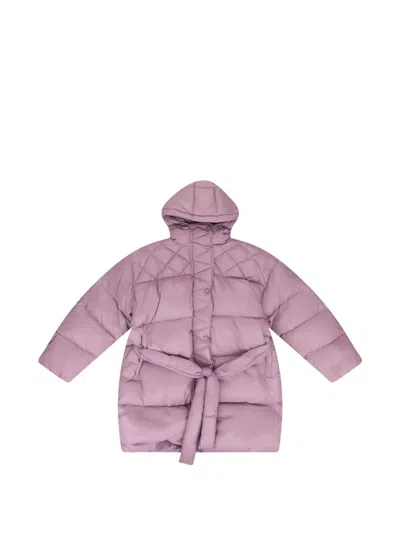 Callipygian Belted Puffer Coat In Transparent