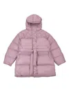 Callipygian Belted Puffer Jacket In Purple