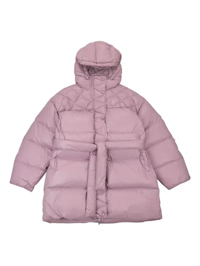 Callipygian Belted Puffer Jacket In Purple