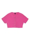 Callipygian Ss Furry Fuchsia Cardigan In Pink
