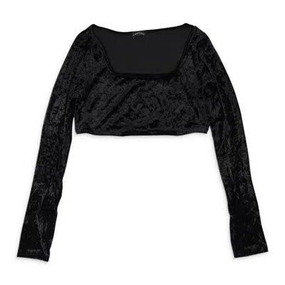 Callipygian Crushed Velvet Black Crop Top