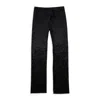 Callipygian Crushed Velvet Black Women's Straight Pants In Black