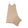 Callipygian Faux Suede Beige Slip Dress In Beige