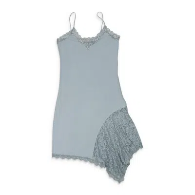 Callipygian Faux Suede Blue Slip Dress