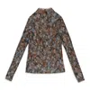 Callipygian Floral Pleated Multicolor Turtleneck In Multi
