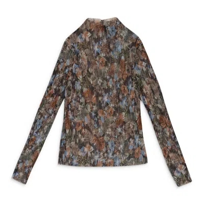 Callipygian Floral Pleated Multicolor Turtleneck