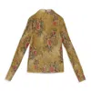 Callipygian Floral Pleated Turtleneck Gold Sweater In Gold