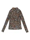 Callipygian Floral Pleated Turtleneck "multi (rainbow)" Top