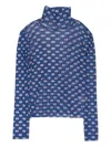 Callipygian Flower-print Turtleneck Sweater In Blue
