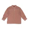 Callipygian Gingham Over Shirt Rust Button-up In Orange
