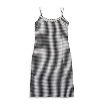 Callipygian Gingham White Black Cami Dress