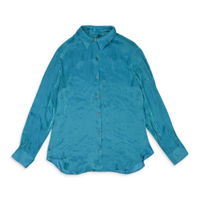 Callipygian Iridescent Blue Button-up