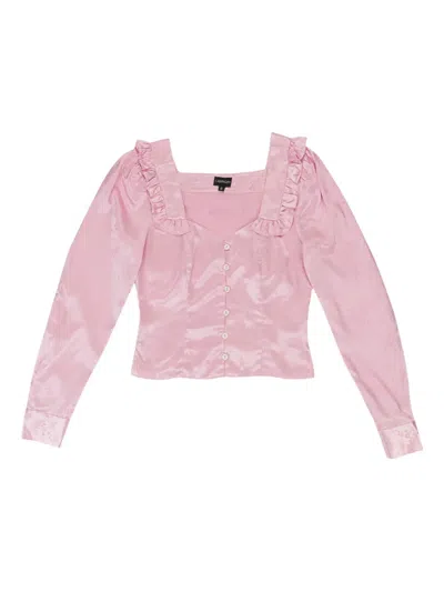 Callipygian Jacquard Ruffled Blouse In Pink