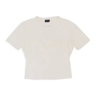Callipygian Lace Trim Bustier White T-shirt In Neutral