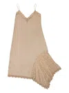 Callipygian Faux Suede Beige Slip Dress In Brown