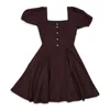 Callipygian Linen?button?down Brown Mini Dress In Brown