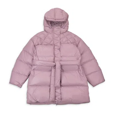 Callipygian Long Belted Purple Puffer Jacket