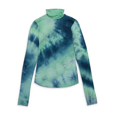 Callipygian Long Sleeve Green Blue Turtleneck Sweater