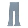 Callipygian Lurex Flared Trousers In Blue