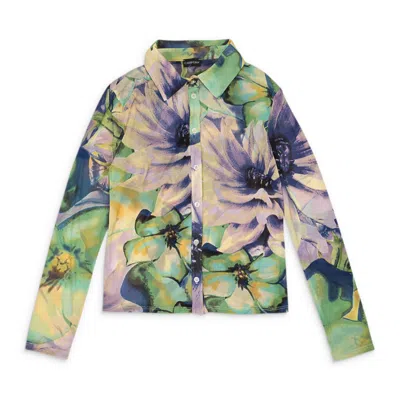Callipygian Mesh Multicolor Button-up