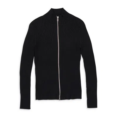 Callipygian Mock Neck Black Zip-up Shirt