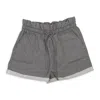 Callipygian Paperbag Black Gray Shorts In Black