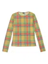 Callipygian Plaid Long-sleeve Mesh "multi (rainbow)" Top