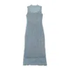 Callipygian Pleated Lurex Light?blue Tank Dress In Blue