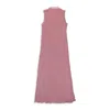 Callipygian Pleated Lurex Light?pink Tank Dress In Blue