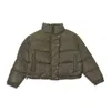 Callipygian Reversible Olive Black Puffer Coat In Green