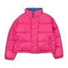 Callipygian Reversible Pink Blue Puffer Coat In Pink