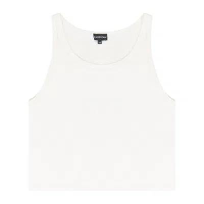 Callipygian Rib Gold Tank In White