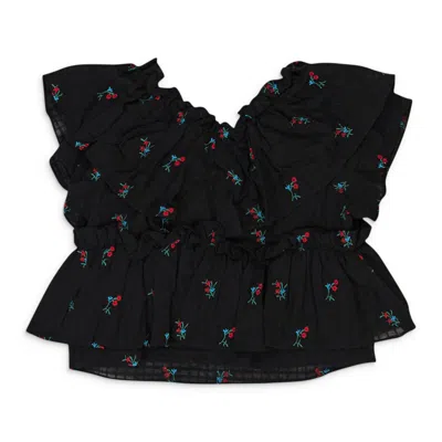 Callipygian Ruffle Black Blouse
