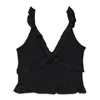 Callipygian Satin Smocked Black Tank Top In Black
