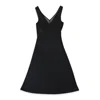 Callipygian Sheer Panel Bias Black Day Dress In Black
