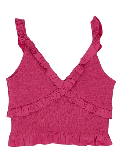 Callipygian Satin Smocked Pink Tank Top
