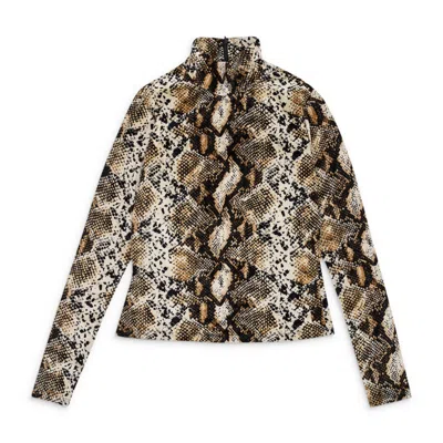 Callipygian Snake Turtleneck Brown Sweater