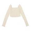 Callipygian Square Neck Cream Crop Top In White