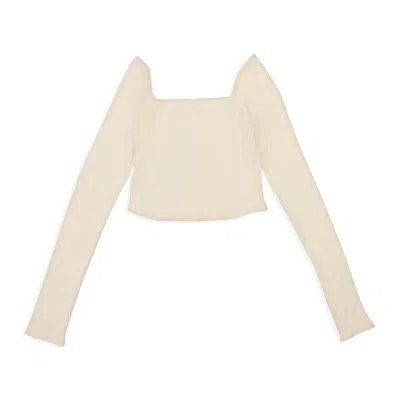 Callipygian Square Neck Cream Crop Top In White