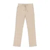 Callipygian Stretch Curduroy Off-white Lace-up Jeans In White