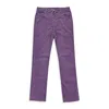 Callipygian Stretch Curduroy Purple Lace-up Jeans In Purple