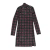 Callipygian Stretch Plaid Navy Mini Dress In Blue