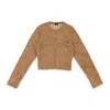 Callipygian Textured Bustier Camel Long Sleeve T-shirt In Brown