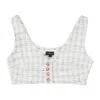 Callipygian Textured Button Bustier White Tank In White