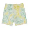 Callipygian Textured Tie Dye Orange Green Bike Shorts In Orange